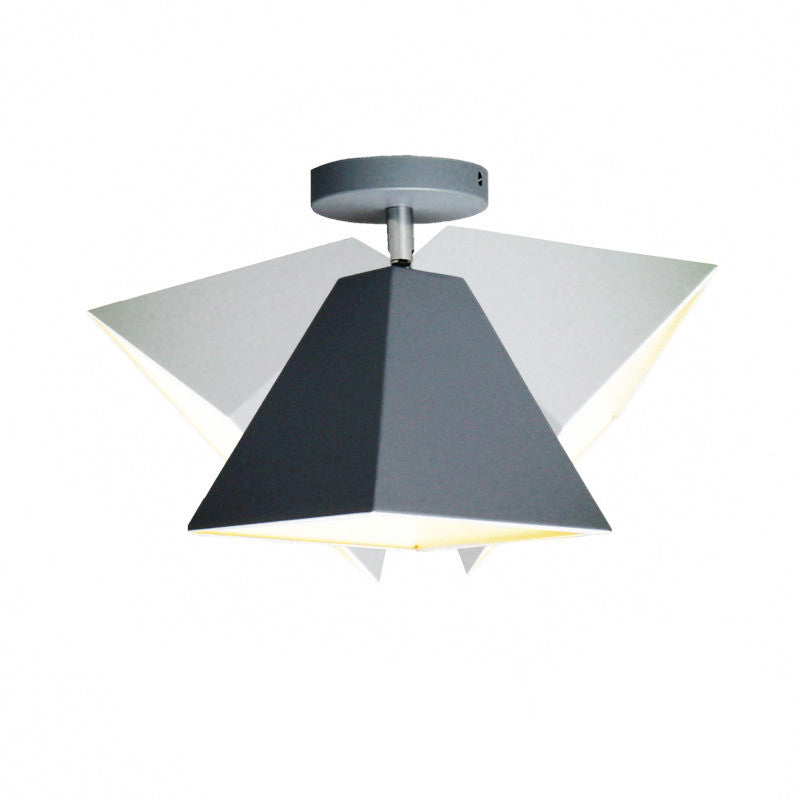 Contemporary Creative Trapezoid Iron 1-Light Semi-Flush Mount Ceiling Light For Living Room