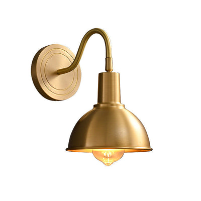 Contemporary Luxury Full Copper Semicircle Shade 1-Light Wall Sconce Lamp For Living Room