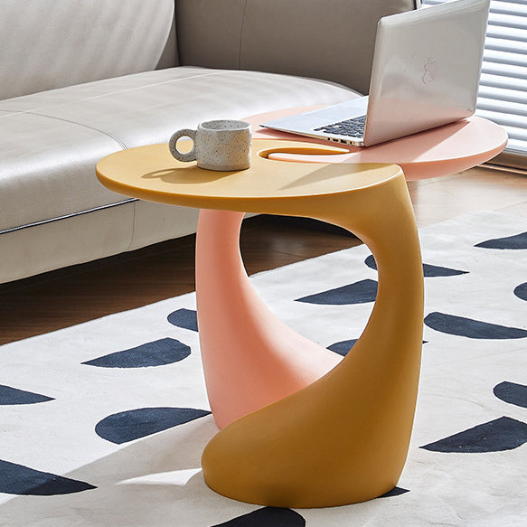 Contemporary Creative Shaped Oval Base PE Plastic End Table For Living Room