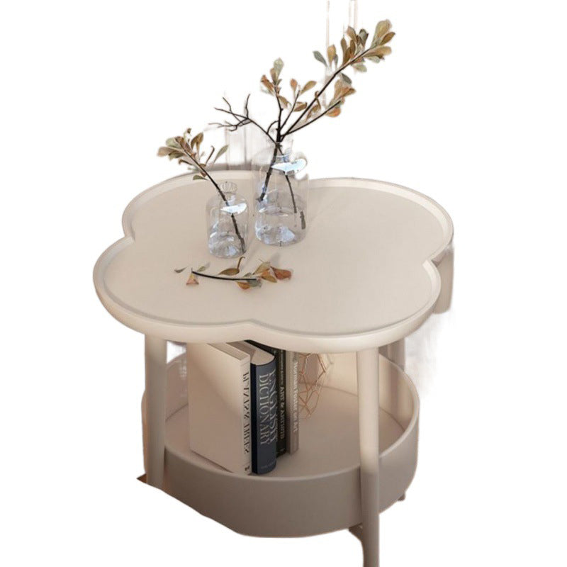 Contemporary Creative Flower Shape Tray Top Side Table 2-Tier Cabinet For Living Room