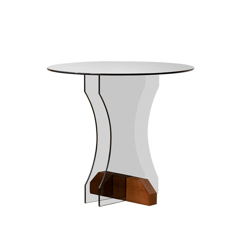 Modern Minimalist Round Glass End Table 1-Tier For Living Room