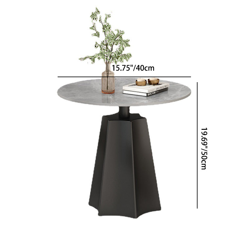 Modern Simplicity Round Hexagon Slate Carbon Steel End Table 1-Tray For Living Room