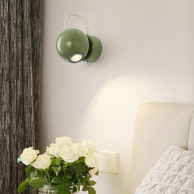 Contemporary Scandinavian Sphere Cylinder Iron LED Wall Sconce Lamp For Bedroom