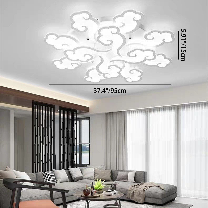 Modern Minimalist Xiang Yun Iron Acrylic LED Semi-Flush Mount Ceiling Light For Living Room