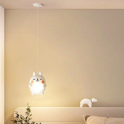 Modern Art Deco Kids Iron Acrylic Rabbit LED Pendant Light For Bedroom