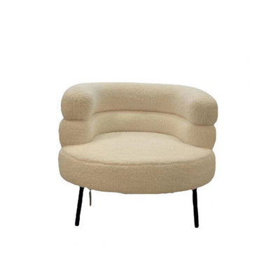 Contemporary Nordic Round Lambswool Upholstered Vanity Stool Backrest Armrest For Bedroom