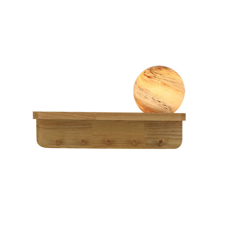 Modern Minimalist Creative Oak Glass Planet 1-Light Wall Sconce Lamp