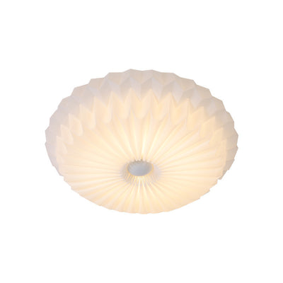 Modern Simplicity Metal Acrylic Round Pleated LED Flush Mount Ceiling Light For Bedroom