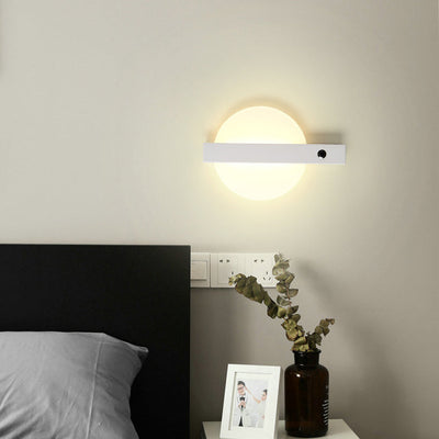 Modern Minimalist Round Rectangle Iron Aluminum Acrylic LED Wall Sconce Lamp For Living Room