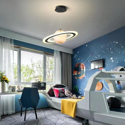 Contemporary Nordic Iron Acrylic Planet LED Pendant Light For Bedroom