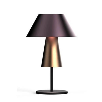 Modern Light Luxury Fabric Drum Metal Cone 1-Light Table Lamp