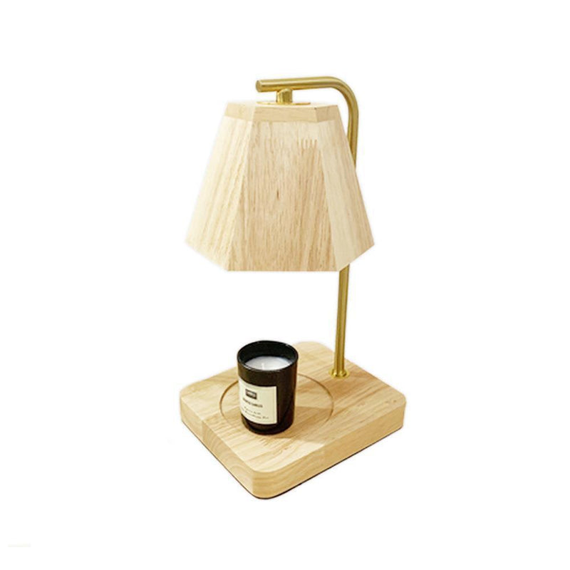 Contemporary Creative Wooden Hexagonal Liftable 1-Light Melting Wax Table Lamp For Bedroom