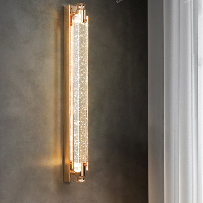 Modern Luxury Iron Crystal Strip Cubic LED Wall Sconce Lamp For Living Room