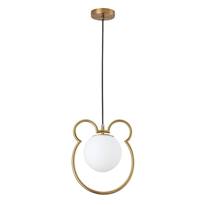 Contemporary Creative Mouse Iron Frame Globe Glass Shade 1-Light Pendant Light For Bedroom