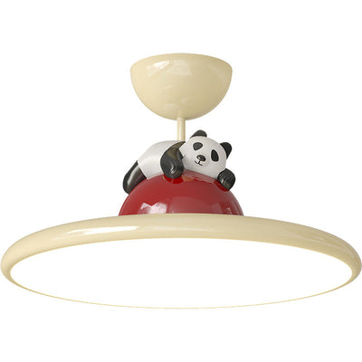 Contemporary Creative Cartoon Panda Elephant Iron Acrylic LED Semi-Flush Mount Ceiling Light For Bedroom