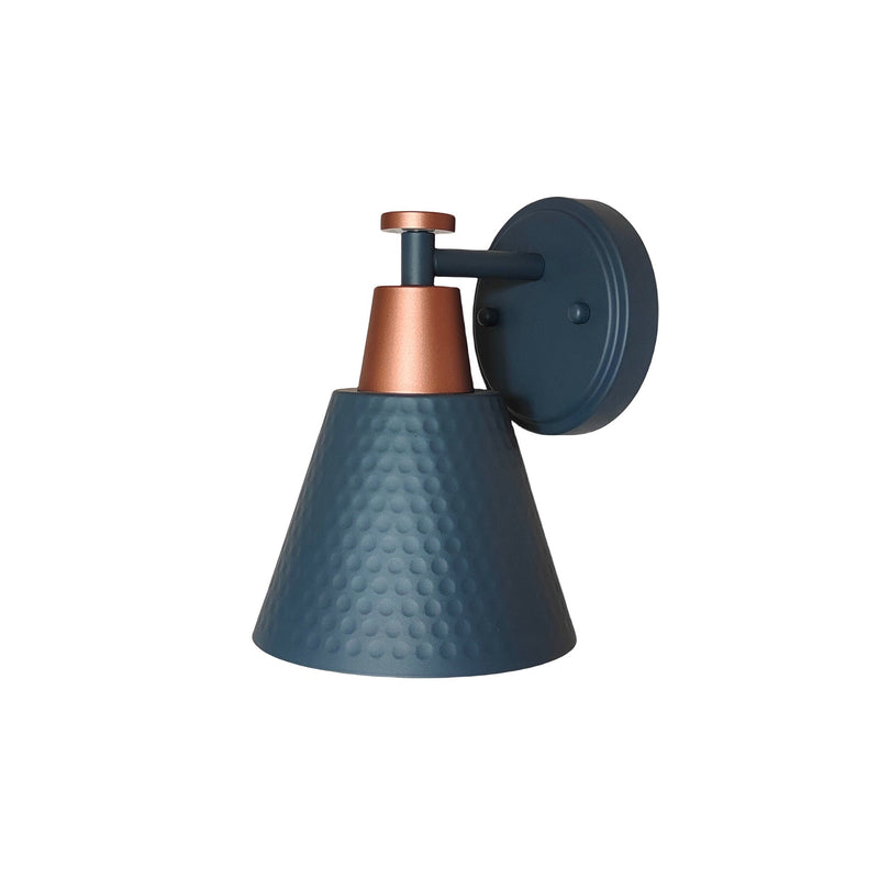 Contemporary Nordic Frosted Blue Cone Iron 1-Light Wall Sconce Lamp For Hallway