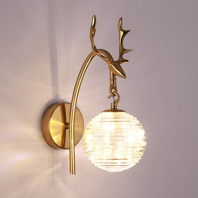 Modern Minimalist Round Ball Antler Iron Glass LED Wall Sconce Lamp For Living Room