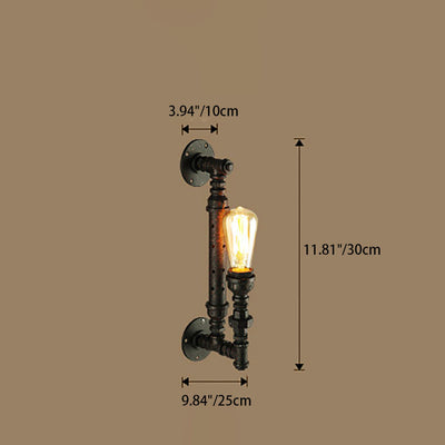 Traditional Colonial Water Pipe Metal 1-Light Wall Sconce Lamp For Bedroom