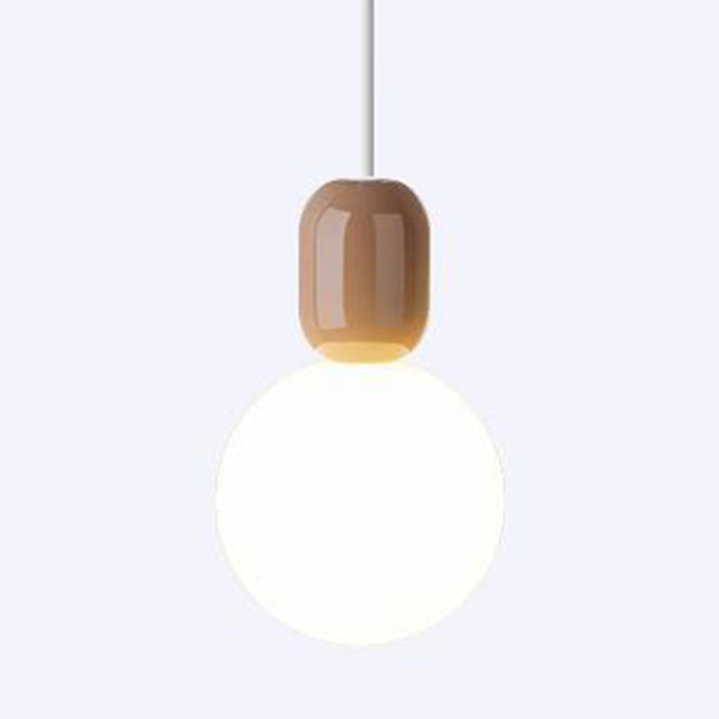 Modern Minimalist Round Ball Hardware Plastic 1-Light Pendant Light For Bedroom