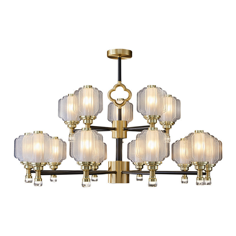 Contemporary Scandinavian Crystal Glass Copper 6/8/15 Light Chandelier For Living Room