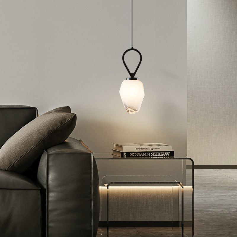 Modern Minimalist Irregular Glass Copper 1-Light Pendant Light For Living Room