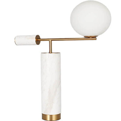 Lampe de table cylindrique à 1 lumière avec boule de verre à texture de marbre moderne nordique