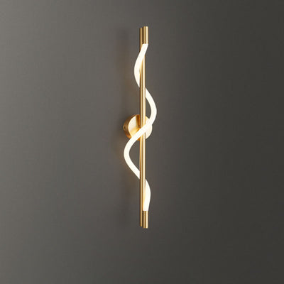 Modern Minimalist Cylinder Wave Stripe Copper Acrylic LED Wall Sconce Lamp For Living Room