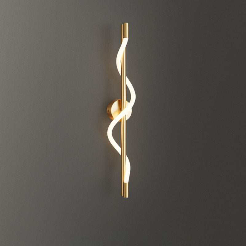 Modern Minimalist Cylinder Wave Stripe Copper Acrylic LED Wall Sconce Lamp For Living Room