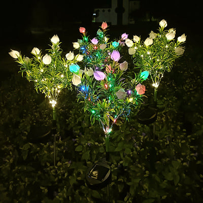 Contemporary Creative Waterproof Imitation Gardenia LED Solar Lawn Insert Light For Outdoor Patio