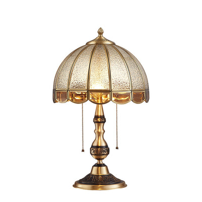 Contemporary Luxury Copper Frosted Glass Dome 2-Light Table Lamp For Living Room