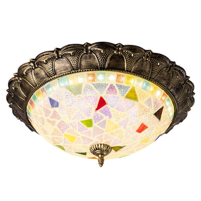 European Creative Personality Iron Glass Circle LED Flush Mount Ceiling Light