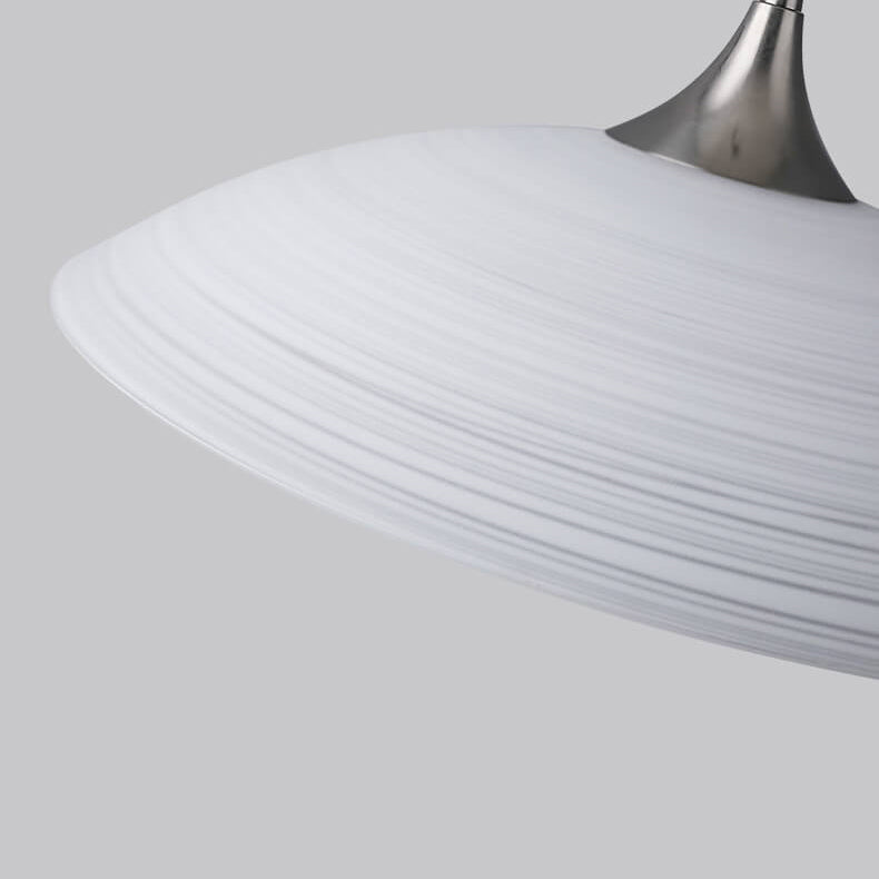 Minimalist Jade White Glass Round Flying Saucer Design 1-Light Pendant Light