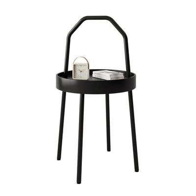 Modern Minimalist Round Iron PC Coffee Table 1-Tier For Living Room