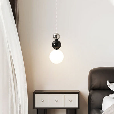 Modern Minimalist Round Ball Iron Glass 1-Light Pendant Light For Bedroom