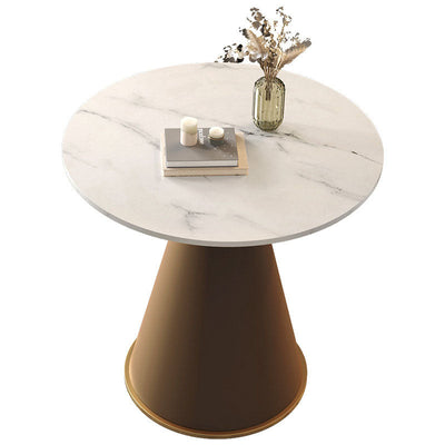 Contemporary Luxury Round Sintered Stone Top Metal Base Coffee Table For Living Room