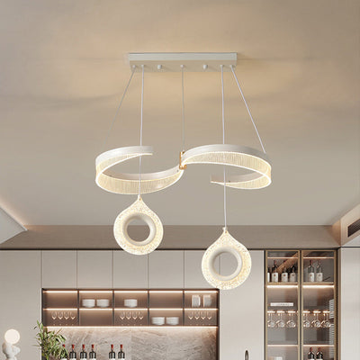 Contemporary Scandinavian Iron Aluminum Acrylic Round Semicircle LED Chandelier For Living Room