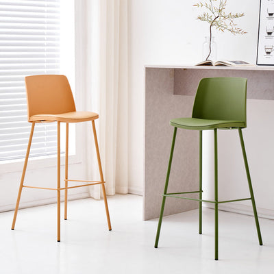 Modern Minimalist Square PU Leather Metal PP Bar Stool Backrest Footrest For Dining Room