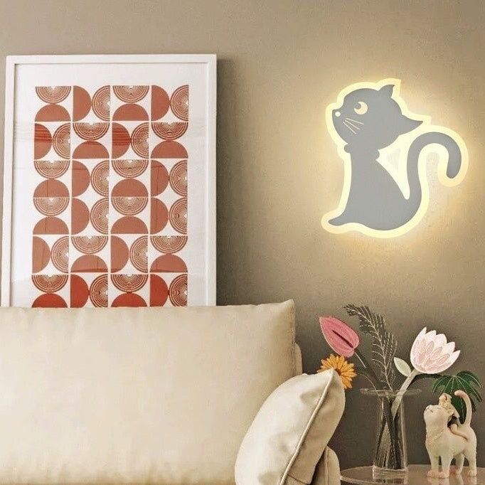 Applique murale en fer avec design de chat en acrylique créatif contemporain, lampe LED pour chambre 