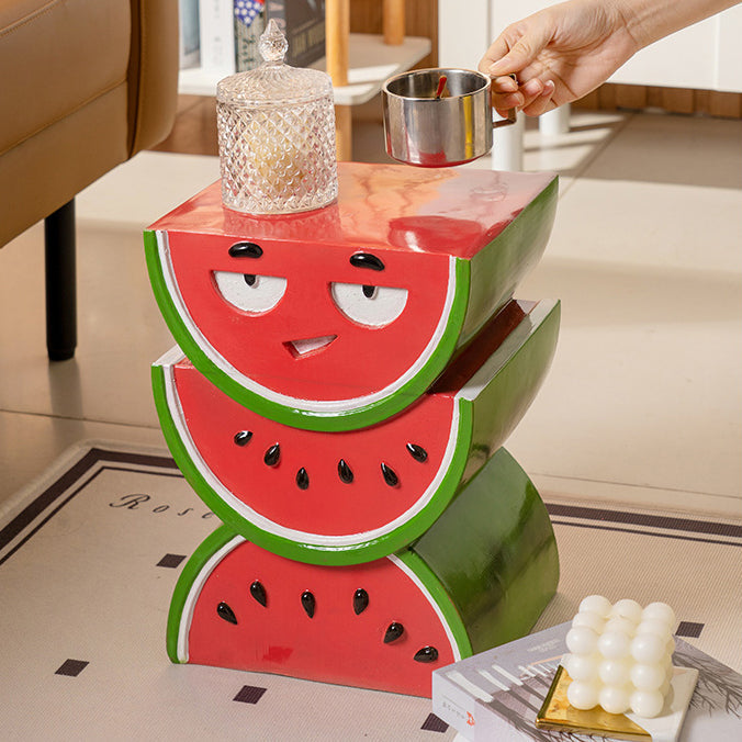 Contemporary Creative Fruit Watermelon Peach Design Resin End Table For Living Room