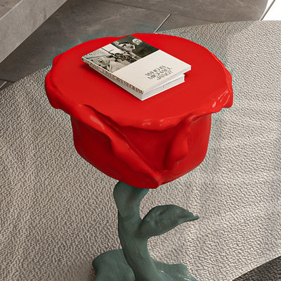 Contemporary Creative Red Rose Flower Shape Fiberglass Coffee Table For Living Room