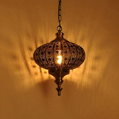 Traditional Colonial Lantern Iron 1-Light Pendant Light For Living Room