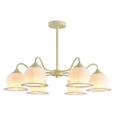 Modern Art Deco Iron Frame PLA Bell Orchid Flower Shade 3/5/6-Light Chandelier For Living Room