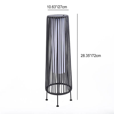 Modern Shabby Chic Solar Round Trapezoidal Iron Rattan Wicker LED Outdoor Light For Outdoor Patio