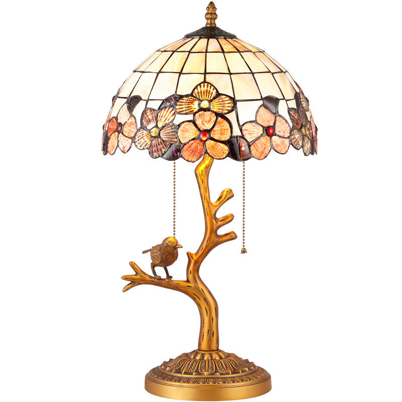 Contemporary Luxury Full Copper Bird Decoration Natural Shell Shade 2-Light Table Lamp For Home Office