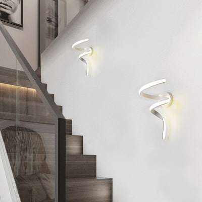 Contemporary Creative Spiral Iron Aluminium Silicone LED Wall Sconce Lamp For Living Room