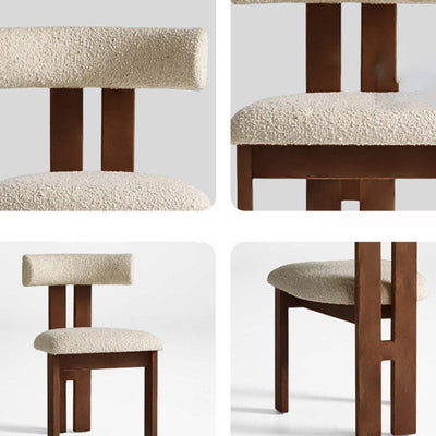 Contemporary Scandinavian Semi-round Solid Wood Lambswool High Resilience Sponge Dining Chair Backrest For Dining Room