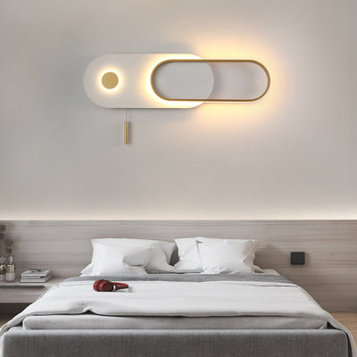 Modern Minimalist Oval Iron Acrylic LED Wall Sconce Lamp For Bedroom