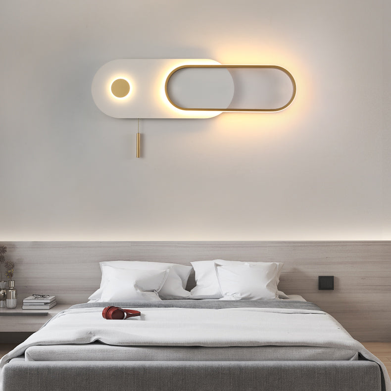 Modern Minimalist Oval Iron Acrylic LED Wall Sconce Lamp For Bedroom