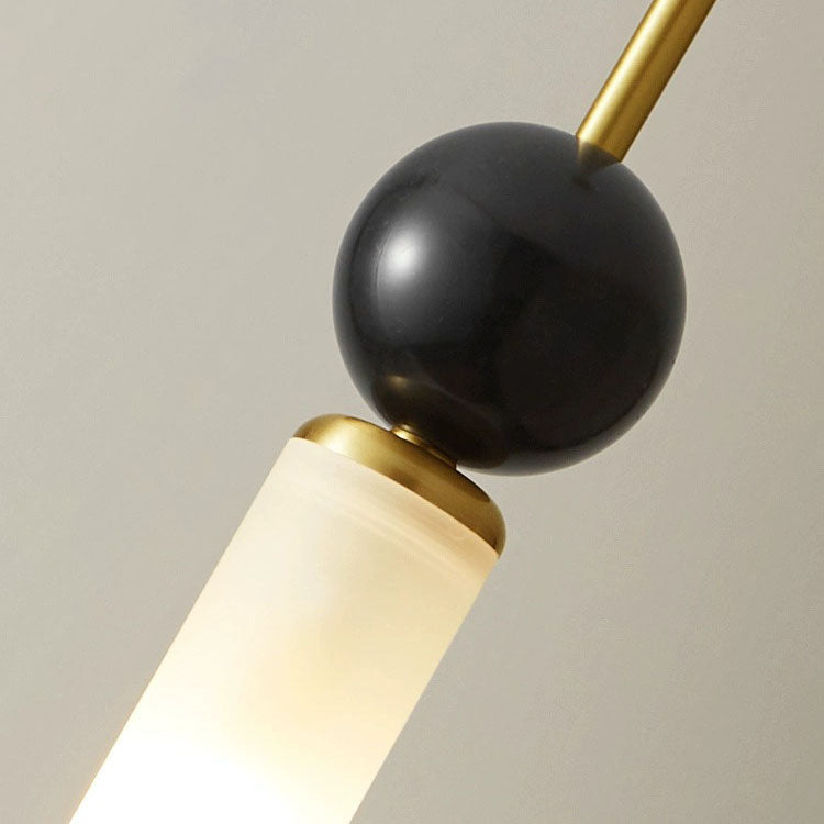 Modern Simplicity Marble Copper Cylinder 1-Light Pendant Light For Bedroom