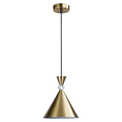 Modern Luxury Cone-Shaped Golden Finish Frame Crystal Decor 1-Light Pendant Light For Bedroom